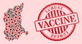 CoronaVirus Vaccination Mosaic Lubusz Voivodeship Map and Scratched Vaccination Seal