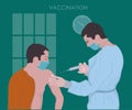 Coronavirus vaccination process of immunization against covid-19, Doctor injecting a patient Royalty Free Stock Photo