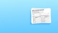 Coronavirus vaccination record card on blue background with copy space for travel and movement without borders