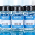 Coronavirus Vaccine bottle Corona Virus COVID-19 Covid vaccines square Royalty Free Stock Photo