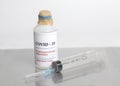 Coronavirus Vaccine injection vials medicine drug bottle Covid-19 with syringe Royalty Free Stock Photo