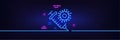 Coronavirus vaccine line icon. Covid-19 syringe sign. Neon light glow effect. Vector