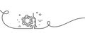 Coronavirus vaccine line icon. Covid virus sign. Continuous line with curl. Vector