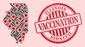 CoronaVirus Vaccine Mosaic Illinois State Map and Rubber Vaccine Seal