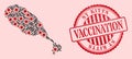 CoronaVirus Vaccine Mosaic St Kitts Island Map and Rubber Vaccine Stamp