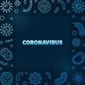 Coronavirus vector concept modern blue linear frame