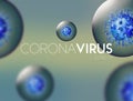 Coronavirus viral cells on abstract blurred background
