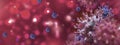 Coronavirus viral cells on abstract blurred background