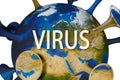 Coronavirus. Virus . Coronavirus Pandemic. Coronavirus2019. Earth with text concerning the Coronavirus Pandemic. Elements of this