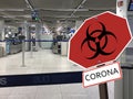 Coronavirus: Warning sign illustration on an airport