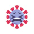 Coronavirus weary face emoticon flat icon