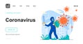 Coronavirus web concept. Medic in protective suit fights viral infection