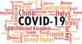 Coronavirus word cloud. County. Danger, caution Royalty Free Stock Photo
