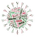 Coronavirus word cloud in virus cell shape