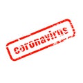 Coronavirus word in red square with grungy texture. Distressed rubber stamp vector illustration Royalty Free Stock Photo