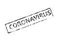Coronavirus word in red square with grungy texture. Distressed rubber stamp vector illustration on white background. COVID or 2019 Royalty Free Stock Photo