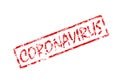Coronavirus word in red square with grungy texture. Distressed rubber stamp vector illustration on white background. COVID or 2019 Royalty Free Stock Photo