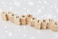 Coronavirus word on wooden toy blocks on white