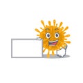 Coronaviruses with board cartoon mascot design style Royalty Free Stock Photo