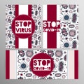 Coronovirus infection COVID-19 alert poster. 20th century pandemic,transmitted by airborne droplets