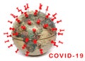 Coronovirus molecule model. Made of polystyrene and cotton shelves.