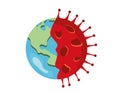coronovirus and planet in flat style