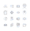 Corporate bonds line icons collection. Yield, Coupon, Market, Issuer, Spread, Rating, Maturity vector and linear