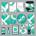 Corporate branding identity design. Stationery mockup vector megapack set. Template for industrial or technical company. Folder Royalty Free Stock Photo