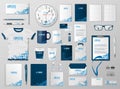 Corporate Branding identity template design. Modern Stationery mockup blue color. Business style stationery and