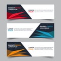Corporate business banner template in blue, red and yellow color. Set of horizontal advertising business banner layout template Royalty Free Stock Photo
