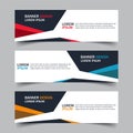 Corporate business banner template in blue, red and yellow color. Set of horizontal advertising business banner layout template Royalty Free Stock Photo