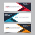 Corporate business banner template in blue, red and yellow color. Set of horizontal advertising business banner layout template Royalty Free Stock Photo