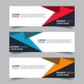 Corporate business banner template in blue, red and yellow color. Set of horizontal advertising business banner layout template Royalty Free Stock Photo