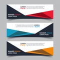 Corporate business banner template in blue, red and yellow color. Set of horizontal advertising business banner layout template Royalty Free Stock Photo