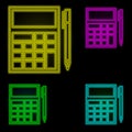 Corporate and business, calculator neon color set icon. Simple thin line, outline vector of corporate and business icons for ui Royalty Free Stock Photo