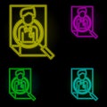 Corporate and business, career, curriculum, human, job research neon color set icon. Simple thin line, outline vector of corporate Royalty Free Stock Photo