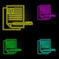 Corporate and business, career, curriculum, job, resume cv neon color set icon. Simple thin line, outline vector of corporate and Royalty Free Stock Photo