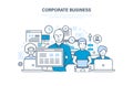 Corporate business concept. Business team, cooperation, collaboration, partnerships, teamwork.