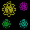 Corporate and business, business man, career, human, management, process neon color set icon. Simple thin line, outline vector of Royalty Free Stock Photo