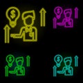 Corporate and business, business man, growth, idea, investment neon color set icon. Simple thin line, outline vector of corporate Royalty Free Stock Photo