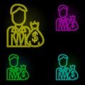 Corporate and business, business man, money neon color set icon. Simple thin line, outline vector of corporate and business icons Royalty Free Stock Photo