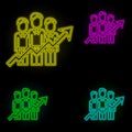 Corporate and business, business men, growth, team, teamwork neon color set icon. Simple thin line, outline vector of corporate Royalty Free Stock Photo
