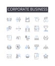 Corporate business line icons collection. Governmental administration, Professional establishment, Financial industry