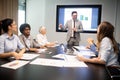 Corporate business team and manager in a meeting Royalty Free Stock Photo