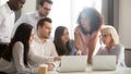 Corporate business team of multicultural employees brainstorm at group meeting Royalty Free Stock Photo