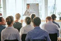 Corporate, businesswoman with presentation and in business meeting in conference room at work. Presenter, happy Royalty Free Stock Photo