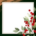 Corporate Christmas cards and invitations with Poinsettia, holly, winter berries in bouquet. Modern universal artistic