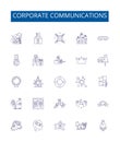 Corporate communications line icons signs set. Design collection of corporate, communications, strategy, marketing