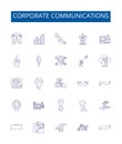 Corporate communications line icons signs set. Design collection of corporate, communications, strategy, marketing