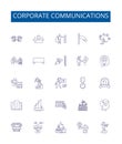 Corporate communications line icons signs set. Design collection of corporate, communications, strategy, marketing